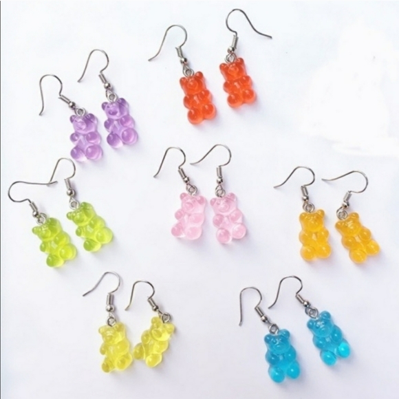 Faux Red Gummy Bears Earrings - Picture 2 of 2